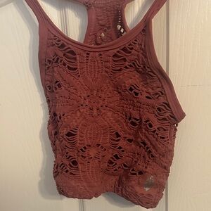 FP Movement by Free People Rust Crochet Tank Top